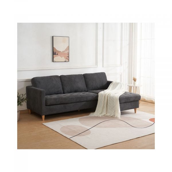 Canapea gri inchis din textil si lemn 219 cm Firenze House Nordic