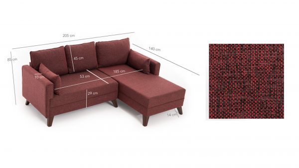 Coltar extensibil Bella Corner Sofa Right 2 - Claret Red