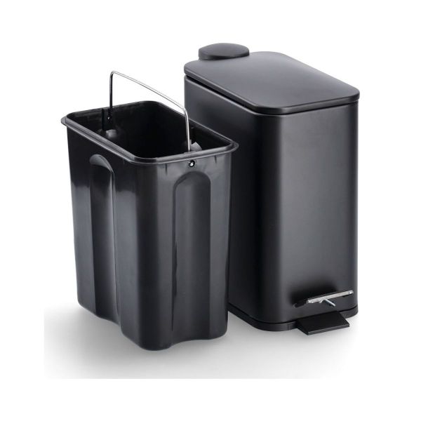Cos de gunoi, negru, din plastic si metal, 5L, Pedal bin Zeller
