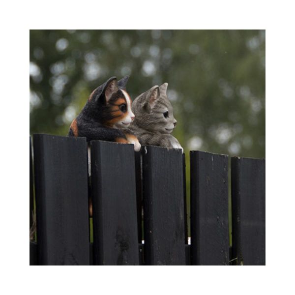 Decoratiune pentru gard, din polirasina, 21 cm, Pisica maro Esschert Design