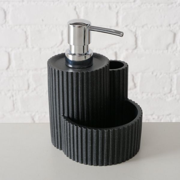 Dispenser detergent lichid cu suport burete si perie, negru, din plastic, Jiro Boltze