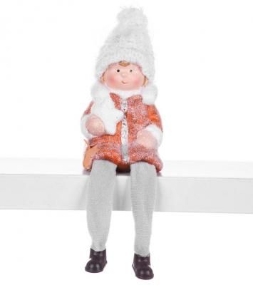 Figurină de Crăciun MagicHome, Băiat așezat, teracotă
