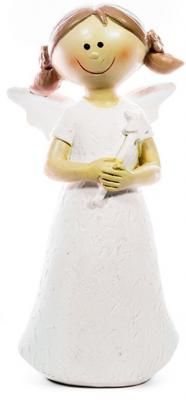 Figurină de Crăciun MagicHome, Înger în picioare, polirășină, 12 cm