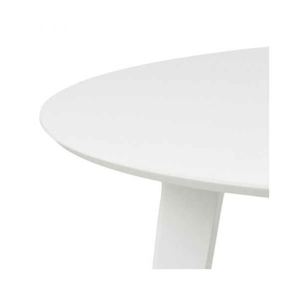 Masă de dining albă din MDF lăcuit Ø105 cm Roxby Actona