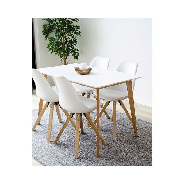 Masa de dining alb/maro din MDF si lemn de hevea 120 x 70 cm Vojens House Nordic