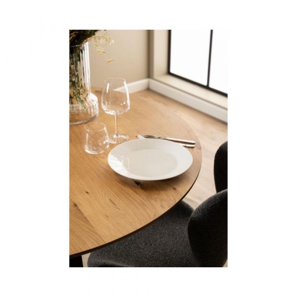 Masa de dining rotunda, maro/negru, din MDF furniruit Ø120 cm Malika Actona