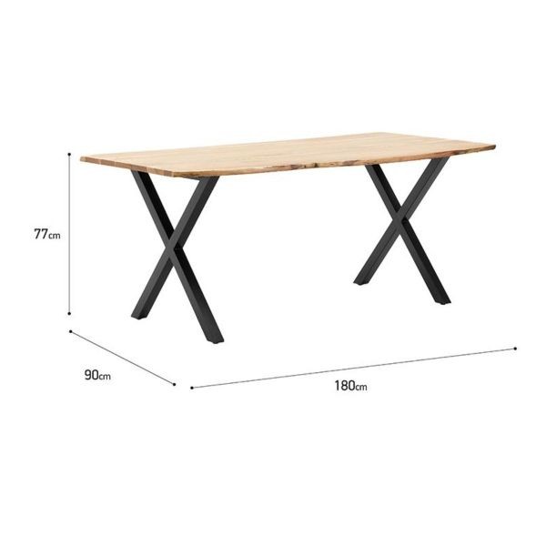 Masa dining / bucatarie, din lemn cu picioare metalice, 180x90x77 cm (M2)