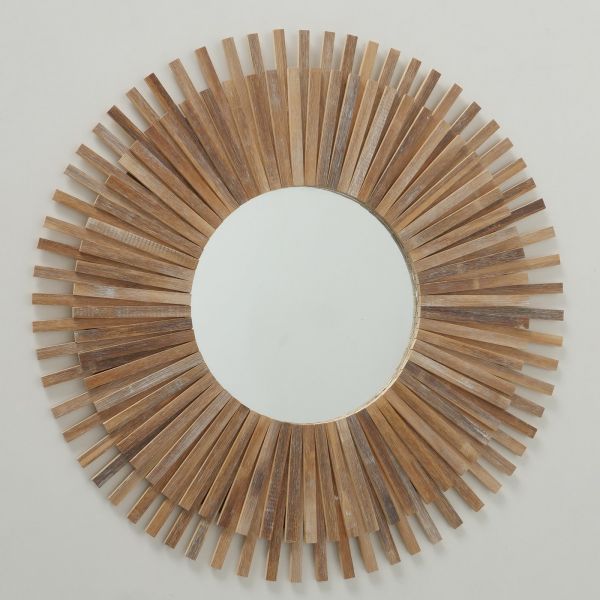 Oglinda de perete, bej, din lemn, diametru 75 cm, Akira Boltze
