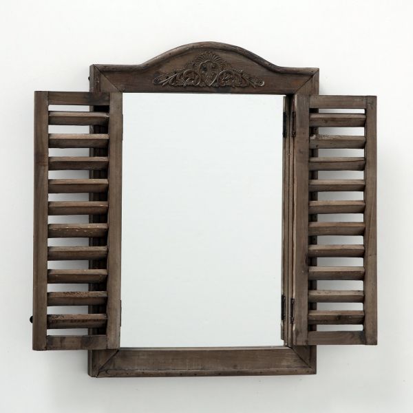 Oglinda de perete, maro, din lemn, 45x31 cm, Fensterladen Boltze
