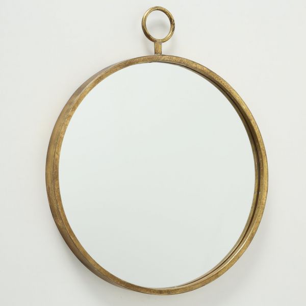 Oglinda de perete, aurie, din fier, diamteru 55 cm, Prado Boltze