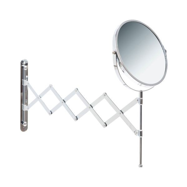 Oglinda cosmetica de perete cu 2 fete, argintie, din metal, Ø17, Wall Mirror Zeller