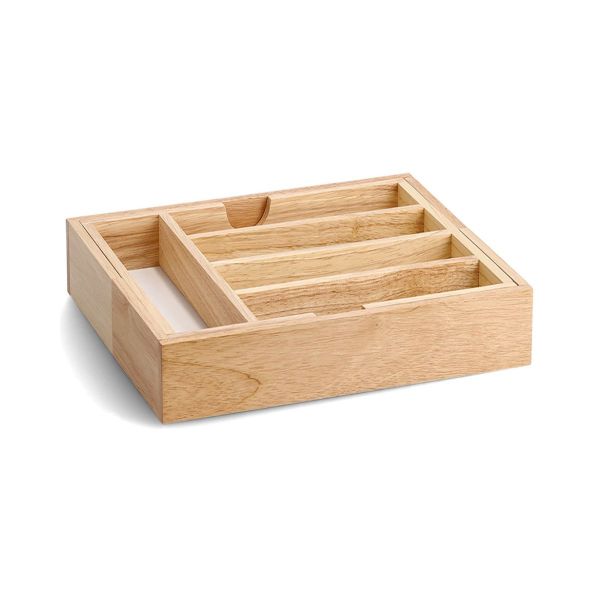 Organizator pentru tacamuri extensibil, maro, din lemn, 31.5-50 cm, Cutlery box Zeller