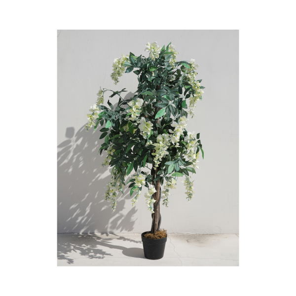 Planta artificiala 120 cm Wisteria alb