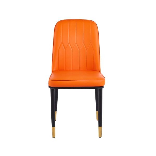 Scaun cu cadru metalic tapitat cu piele artificiala de culoare portocaliu