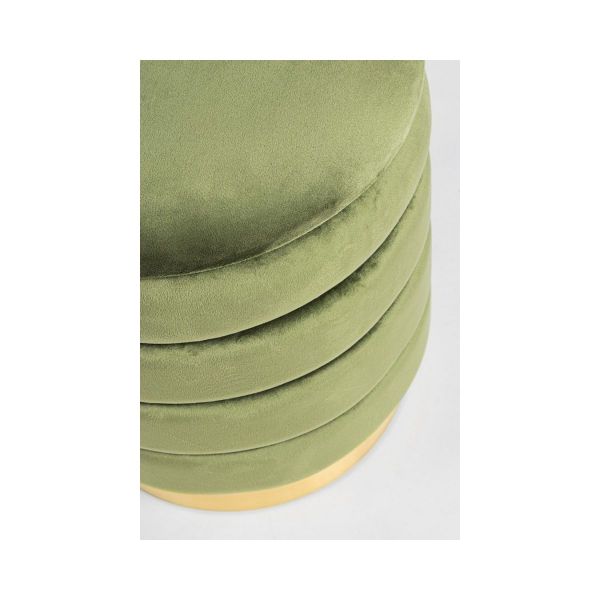 Set 2 pouf-uri verde/auriu din catifea poliester si otel Ø36/40 cm Darina Bizzotto