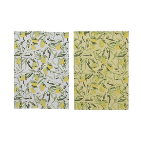 Set 2 prosoape de bucatarie verde/alb 70 x 50 cm Zitronella Boltze