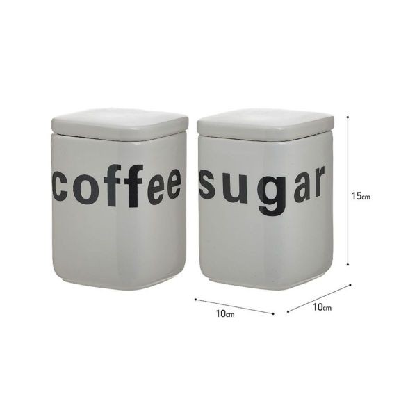 Set 2 recipiente de depozitare cafea / zahar din portelan 10X10X15 cm Inart