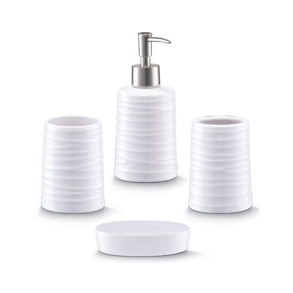 Set accesorii de baie, alb, din ceramica, Conic Zeller
