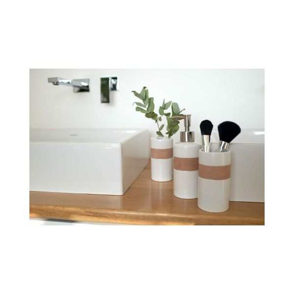 Set accesorii de baie alb/bej din ceramica Ribbon Zeller