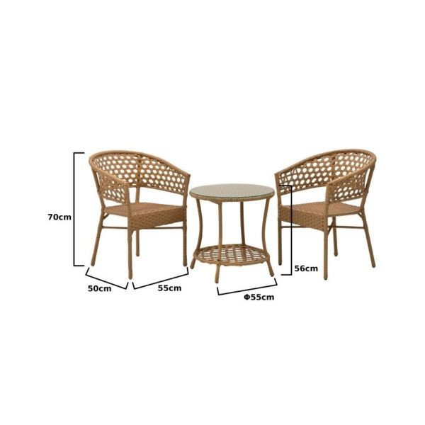 Set mobilier terasa/ gradina imitatie ratan - masa si 2 scaune