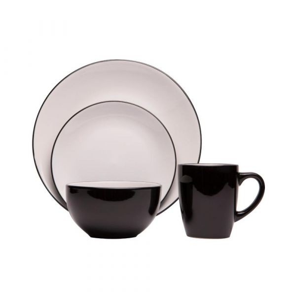 Set pentru cina, negru/alb, ceramic, pentru 4 persoane, Ancona Cosy&Trendy