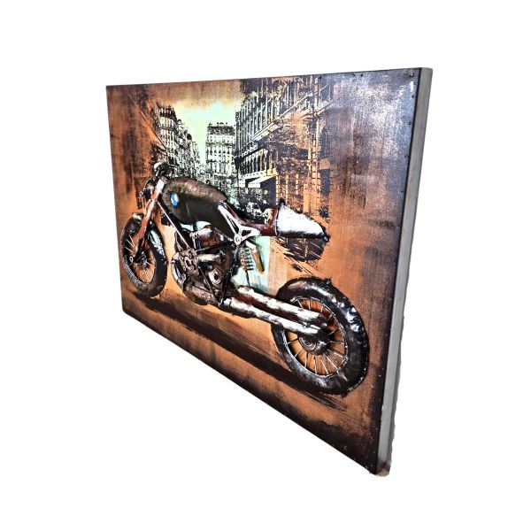 Tablou de metal 3D, model cu motocicleta 60x80x6 cm