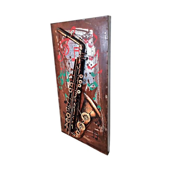 Tablou de metal 3D, model Saxofon, 40x80 cm