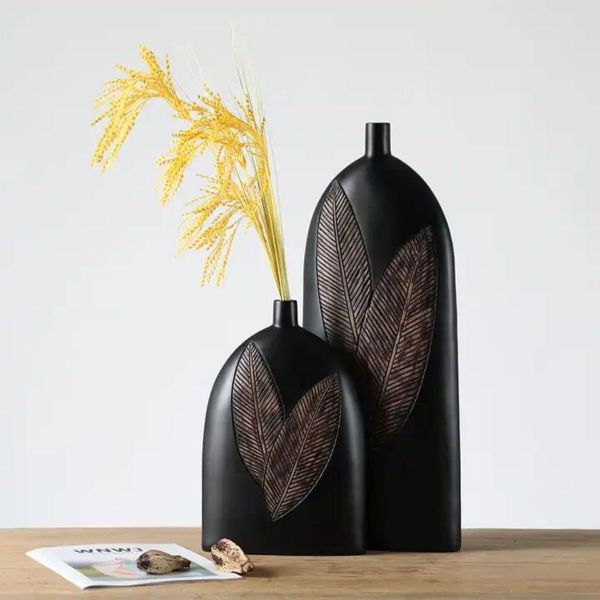 Vaza neagra din polirasina 35 cm Yazhi
