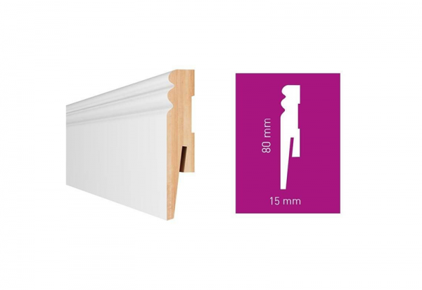 Arbiton Plintă din mdf, 2.42 ml, paint it, mp0802, albă, arbiton