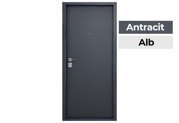 Aplot Ușă pocket bella, de intrare în apartament, normă poloneză (h0- 2060 mm), 80 cm, antracit exterior și alb interior