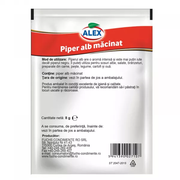 Piper alb macinat, Alex, 10g