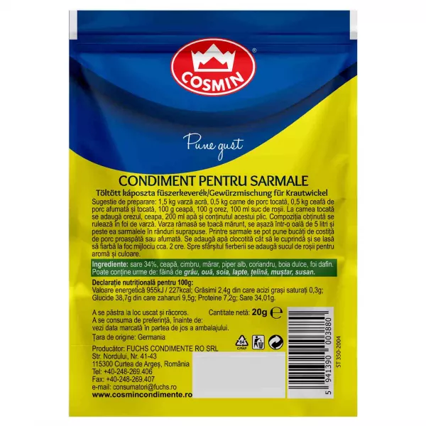 Condiment pentru sarmale, Cosmin, 20g