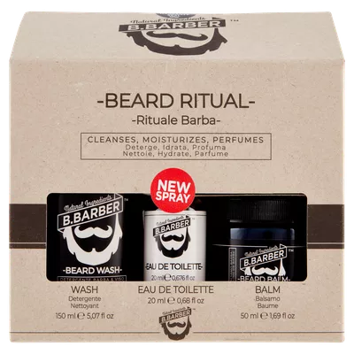 B. BARBER Beard Ritual Set( lotiune 150ml + apa de toaleta 20ml + balsam 50ml) 