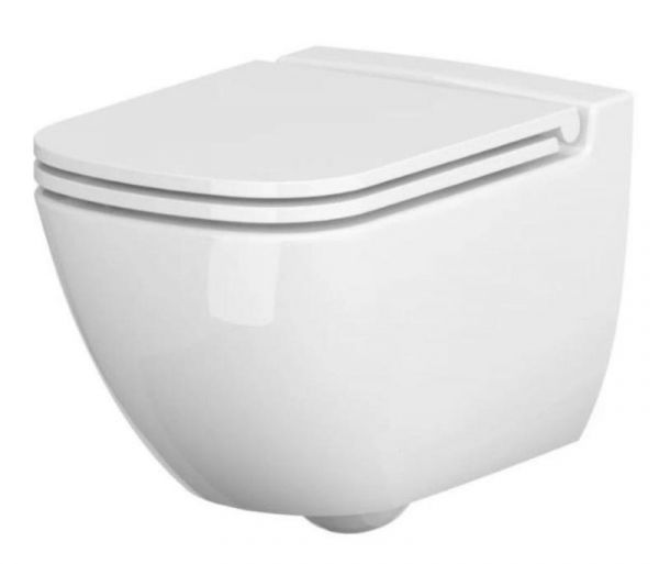 Vas wc suspendat, Cersanit, Caspia, cu capac, alb, 36.5x54x41cm