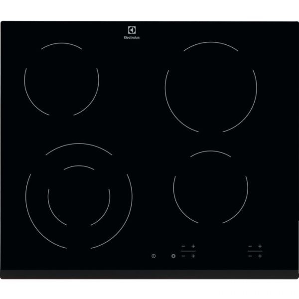 Plita incorporabila vitroceramica Electrolux EHF6241FOK, 4 zone de gatit, 60 cm, Control touch, Negru