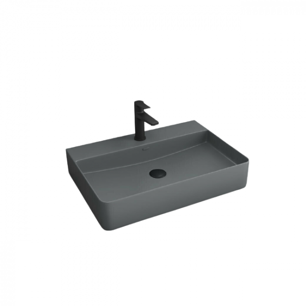 Lavoar pe blat, Kroner, Iris, ceramica, gri inchis mat, 50x42x12cm
