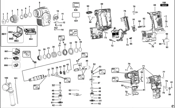 Piese de schimb - Ansamblu motor si intrerupator DCH273, saldepot.ro