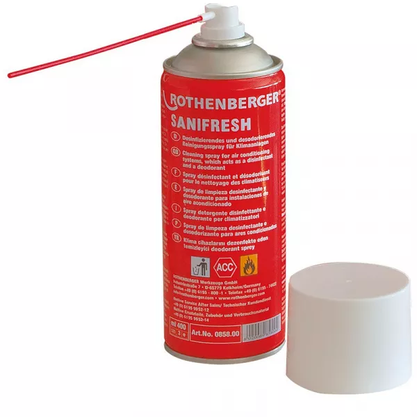 Scule profesionale pentru instalatori - Spray antiseptic si odorizant , pentru curatare aer conditionat, SANIFRESH Rothenberger , saldepot.ro