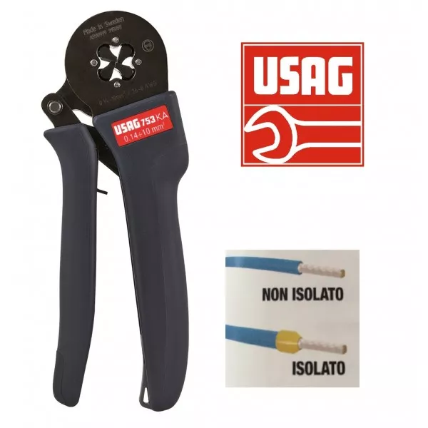 Gama USAG - USAG U07530004 Cleste pentru sertizare, patru falci,  cu auto-reglare, 0.25 - 10 mm², model 753 KA, , saldepot.ro