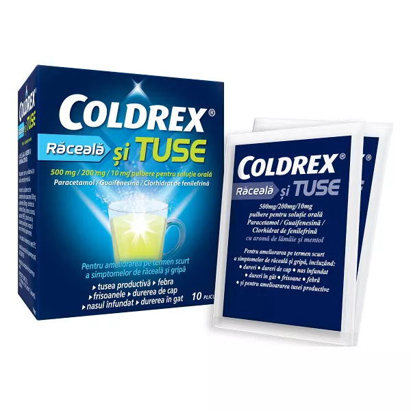 Coldrex Răceală și Tuse 500/200/10mg x10plicuri