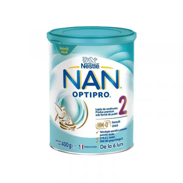 Nestle Nan 2 Optipro HM-O lapte praf 6l+, 400g