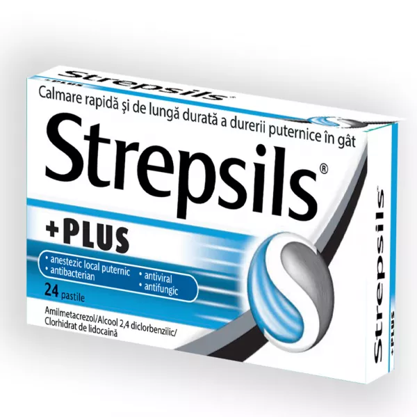 Strepsils Plus x 24 pastile de supt