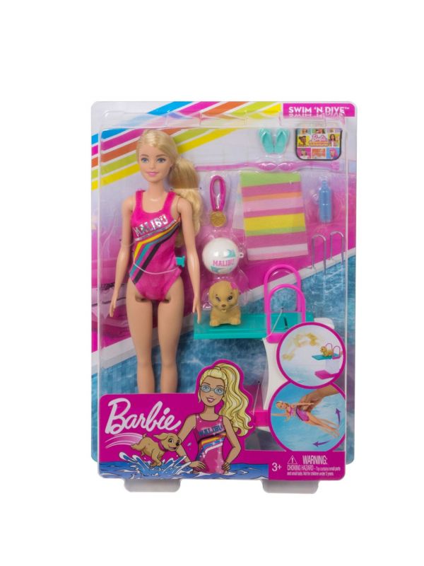 Papusa Barbie cu accesorii pentru inot GHK23