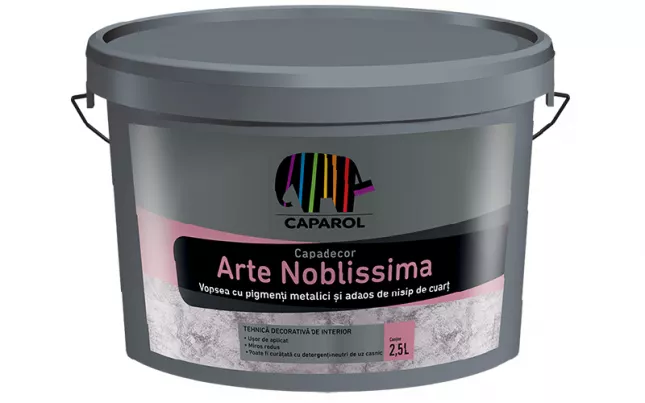 Arte Noblissima - Vopsea decorativă pentru interior cu efect metalizat și adaos de nisip de cuarț, 1.25 l - 3D-SYSTEM RUBIN 25 MET