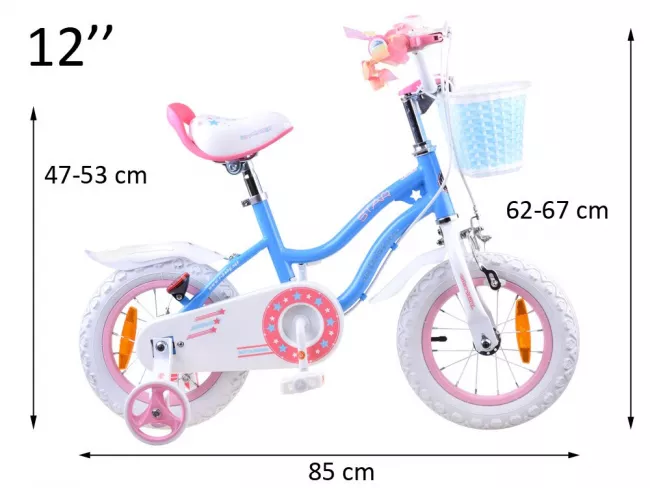 Bicicleta Copii 2-4 ani Royal Baby StarGirl 12", Albastru 4