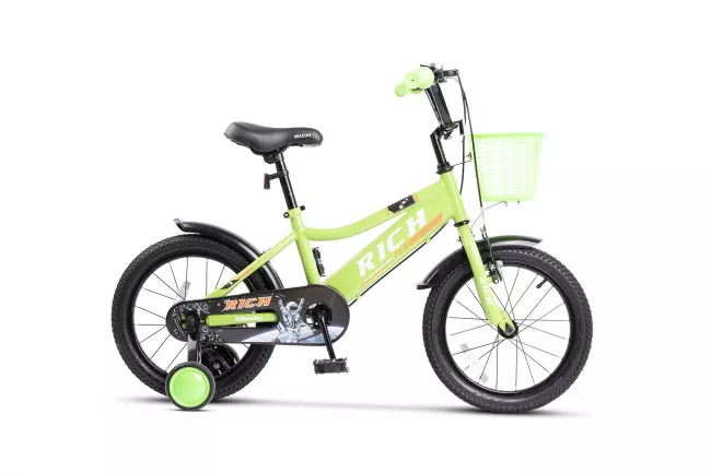 Bicicleta Copii 3-5 ani Rich R1405A 14", Verde/Alb 1
