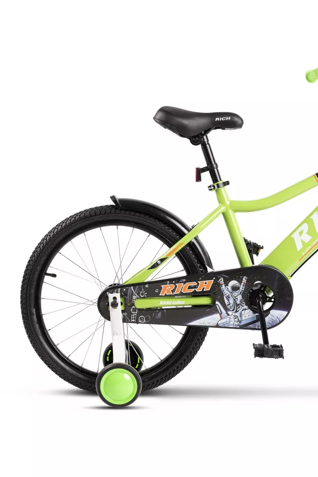 Bicicleta Copii 3-5 ani Rich R1405A 14", Verde/Alb 5