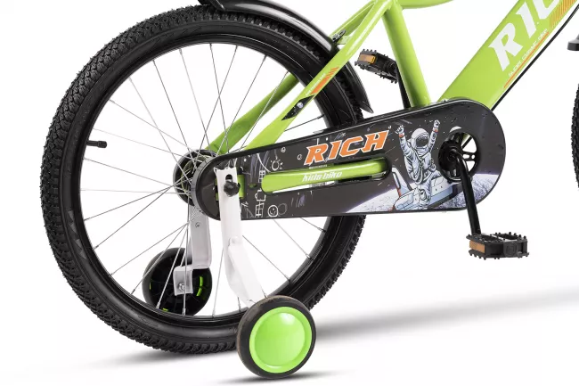 Bicicleta Copii 4-6 ani Rich R1605A 16", Verde/Alb 5