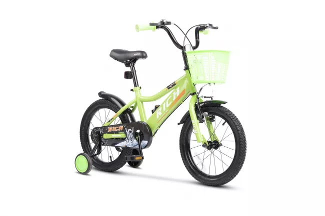 Bicicleta Copii 4-6 ani Rich R1605A 16", Verde/Alb 2