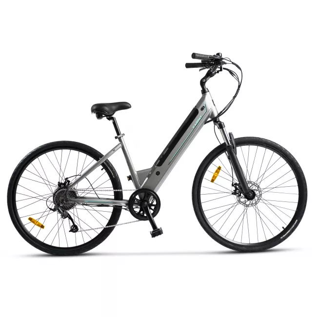 Bicicleta Electrica Trekking (E-Bike), Roti 27.5 Inch, Motor 250W, Autonomie Max 60 Km, 8 viteze, Carpat C27177E, culoare Gri/Albastru - RESIGILATA 1